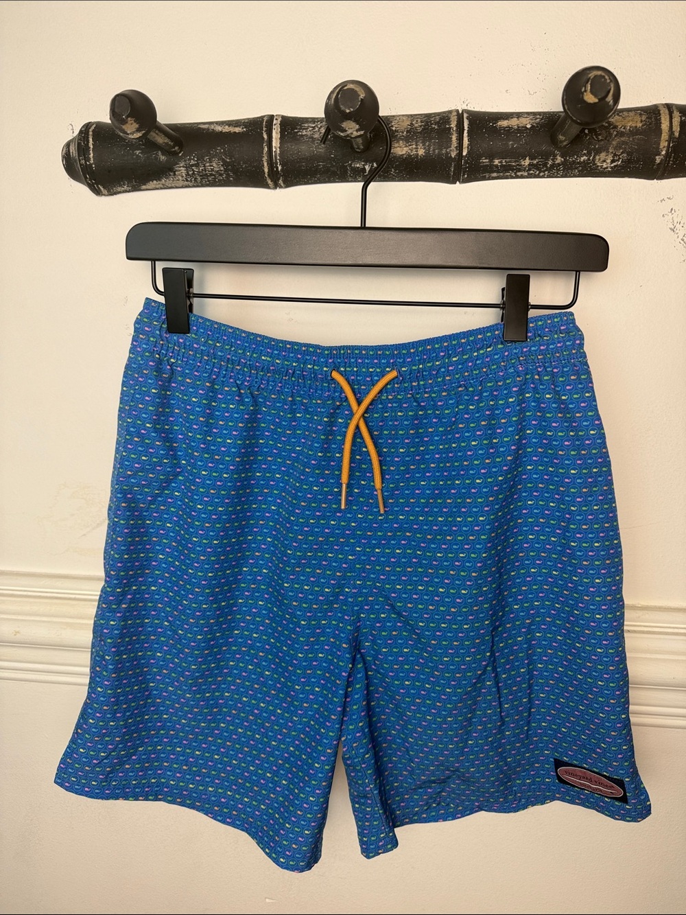 Vineyard Vines Boys Blue Swim Trunks with Yellow Drawstring